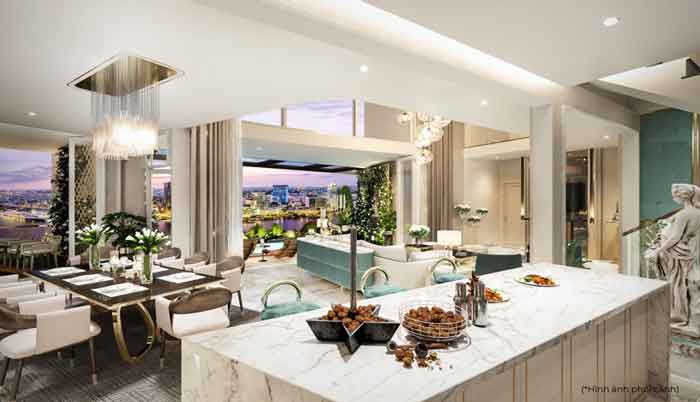 KHU VỰC BẾP NHÌN RA PHÒNG KHÁCH