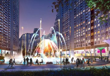 Quảng trường ánh sáng lung linh về đêm