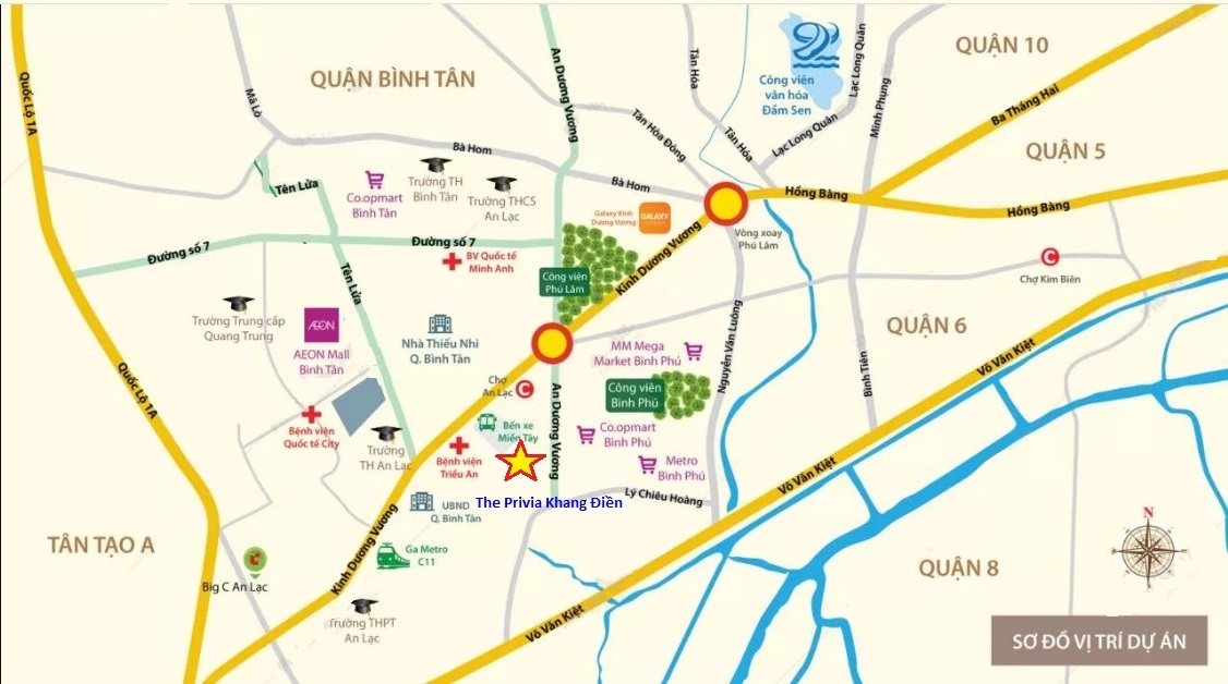 VỊ TRÍ DỰ ÁN THE PRIVIA BÌNH TÂN 
