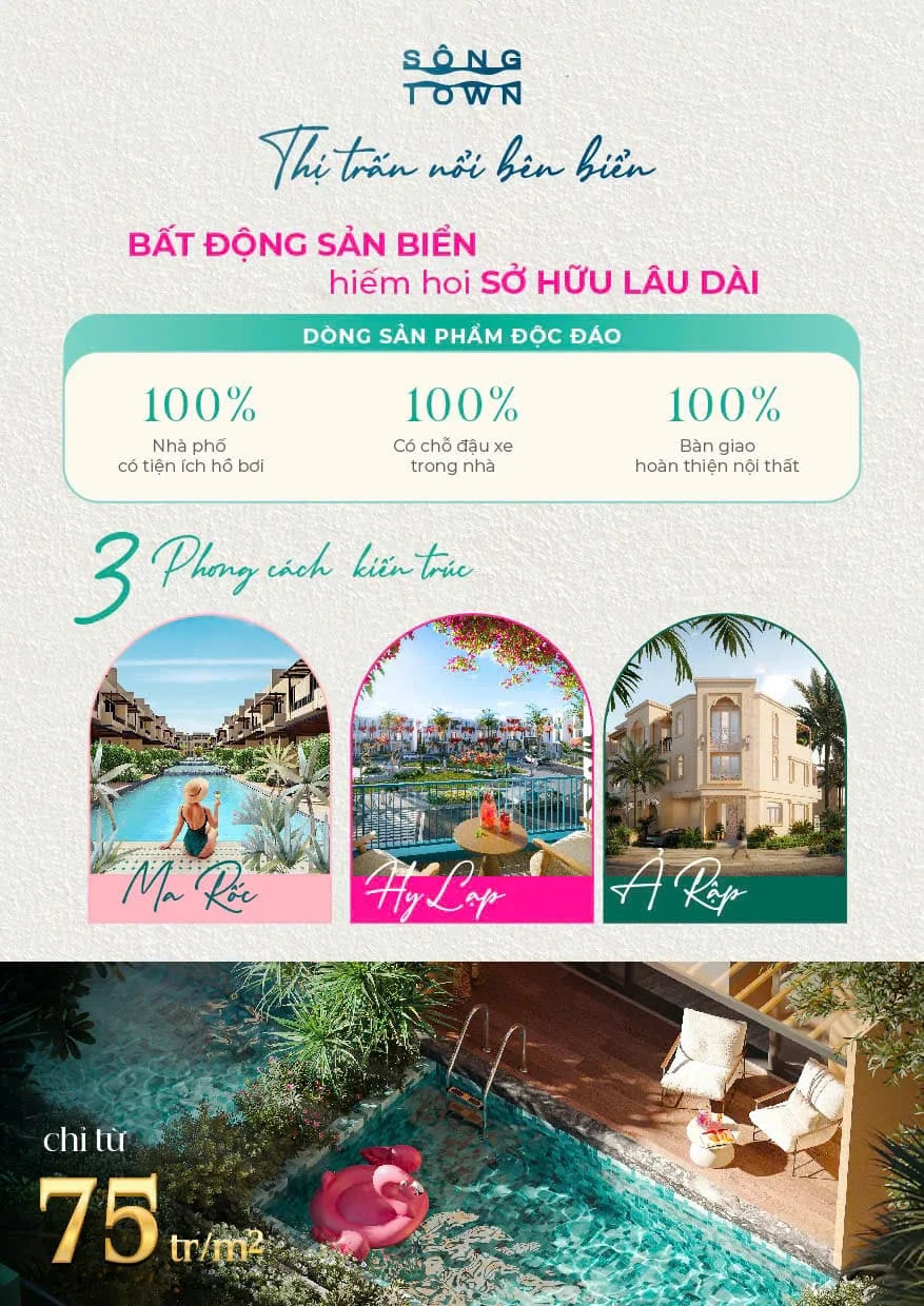 Phân khu Sông Town nhận booking sản phẩm với giá bán từ 75 triệu đồng/m2